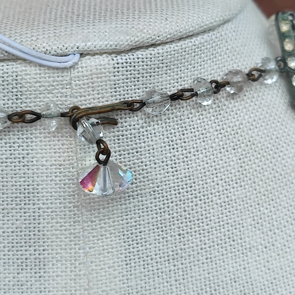 Vintage 1950s 5 Strand AB Crystal Necklace - Picture 6 of 6